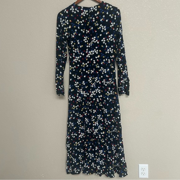 Zara Lexi Women’s Long Sleeve Midi Dress XS Black Multicolor Polka Dot Print - Picture 3 of 8